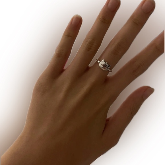 Silver Plated HELLO KITTY Adjustable Ring Cat Signed Sanrio New Costume Jewelry - Picture 2 of 14